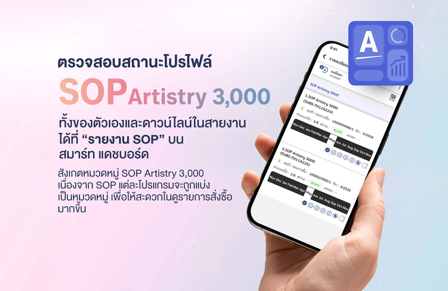 สถานะโปรไฟล์ SOP Artistry 3,000 บนสมาร์ท แดชบอร์ด_1.png